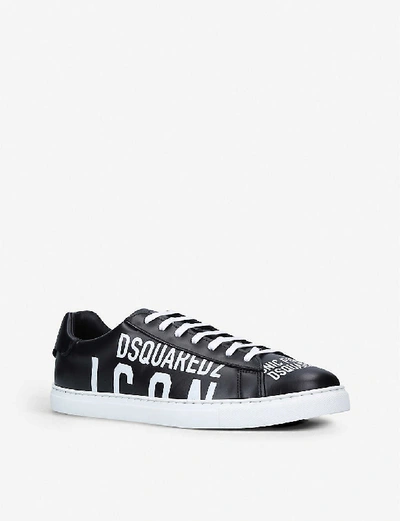 Shop Dsquared2 Logo-print Leather Trainers In Blk/white