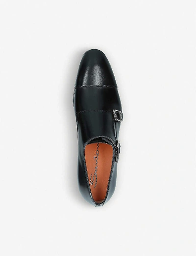 Shop Santoni Simon Leather Double Monk Shoes In Black