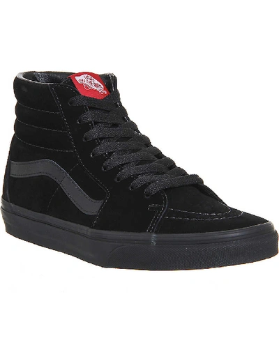 Shop Vans Sk8 Hi Tonal Suede Trainers In Black Suede Mono