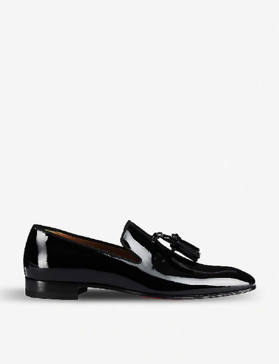 Shop Christian Louboutin Men's Black Dandelion Tassel Patent-leather Loafers