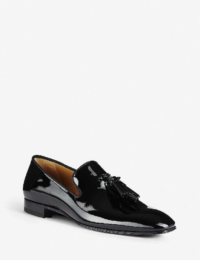 Shop Christian Louboutin Men's Black Dandelion Tassel Patent-leather Loafers