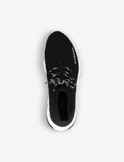 Shop Balenciaga Speed Lace-up Stretch-knit Trainers In Blk/white