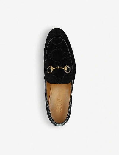Shop Gucci Mens Black Jordaan Jacquard Velvet Loafers 5