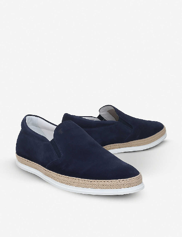 Tod's Raffia Suede Skate Shoes In Blue | ModeSens