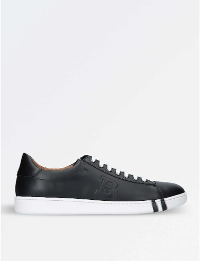 Shop Bally Asher Leather Tennis Trainers In Black