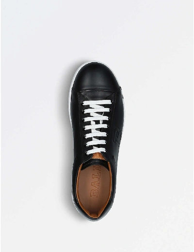 Shop Bally Asher Leather Tennis Trainers In Black