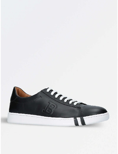 Shop Bally Asher Leather Tennis Trainers In Black