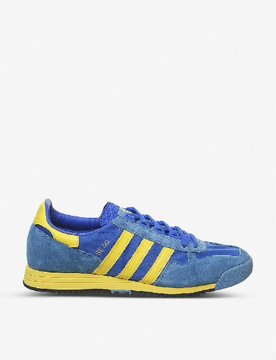 Shop Adidas Originals Sl 80 Suede And Nylon Trainers In Glory Blue Yellow Tactil