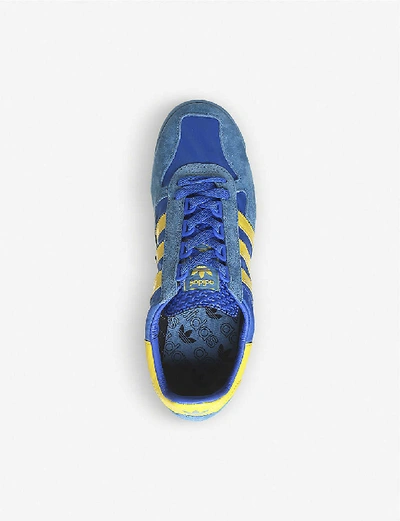 Shop Adidas Originals Sl 80 Suede And Nylon Trainers In Glory Blue Yellow Tactil
