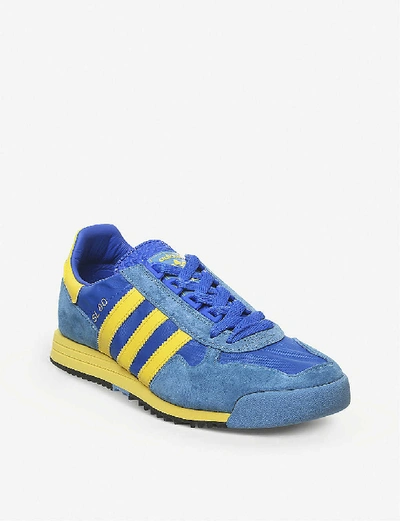 Shop Adidas Originals Sl 80 Suede And Nylon Trainers In Glory Blue Yellow Tactil