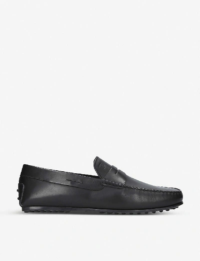 Shop Tod's Tods Men's Black City Leather Driver Loafers