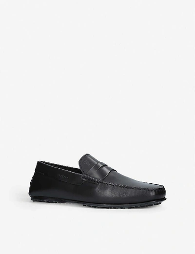 Shop Tod's Tods Men's Black City Leather Driver Loafers