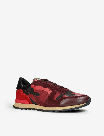 Shop Valentino Rockrunner Camouflage-print Suede And Leather Trainers