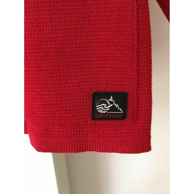 Pre-owned Saint James Wool Cardi Coat In Red