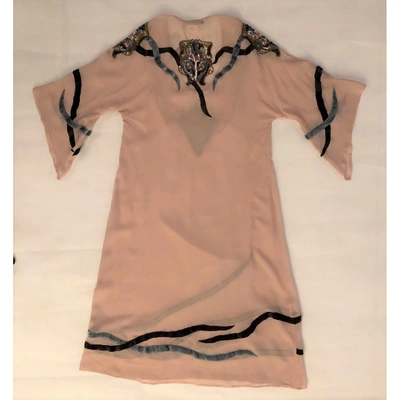 Pre-owned Antik Batik Silk Mid-length Dress In Beige