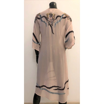 Pre-owned Antik Batik Silk Mid-length Dress In Beige