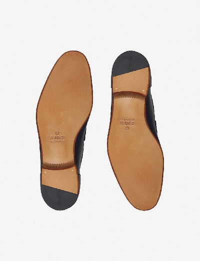 Shop Gucci Jordaan Horsebit Leather Loafers In Navy