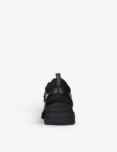 Shop Gucci Flashtrek Leather, Suede And Canvas Trainers In Black