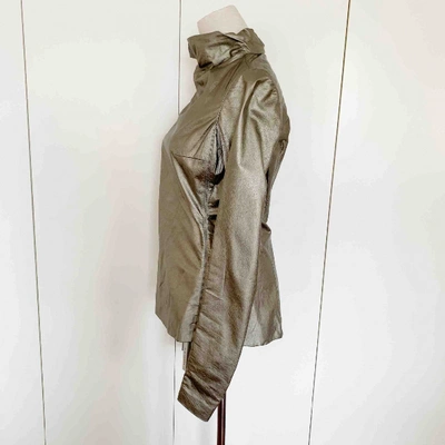 Pre-owned Rick Owens Leather Jacket In Metallic