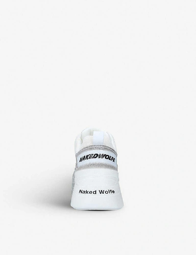 Shop Naked Wolfe Men's White Titan Leather And Mesh Trainers