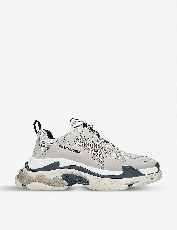balenciaga triple s leather and mesh trainers