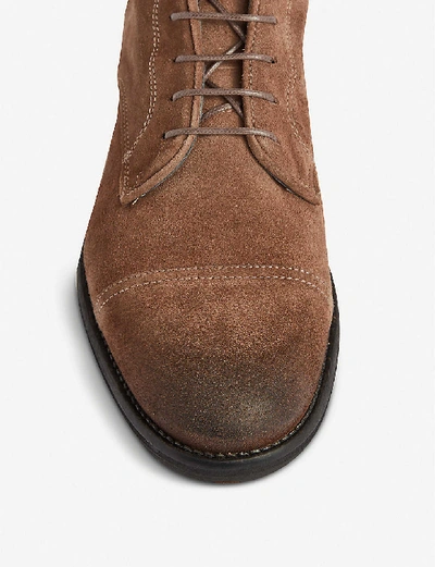 Shop Allsaints Harland Lace-up Suede Desert Boots In Taupe