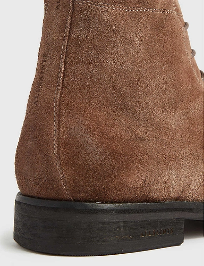 Shop Allsaints Harland Lace-up Suede Desert Boots In Taupe