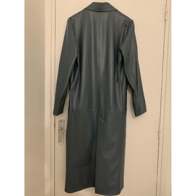 Pre-owned Celine Blue Leather Coat