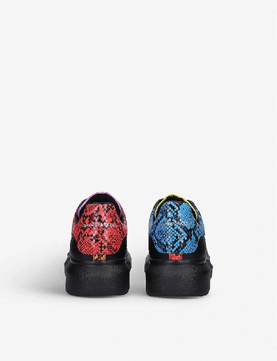 Shop Alexander Mcqueen Show Snake-embossed Leather Platform Trainers In Blk/other