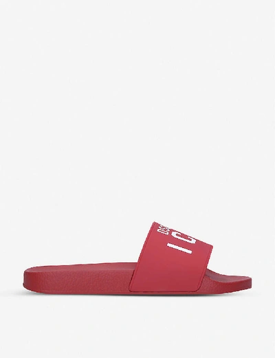Shop Dsquared2 Icon Rubber Pool Sliders In Red