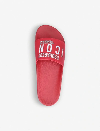 Dsquared2 Icon Print Rubber Slide Sandals In Red