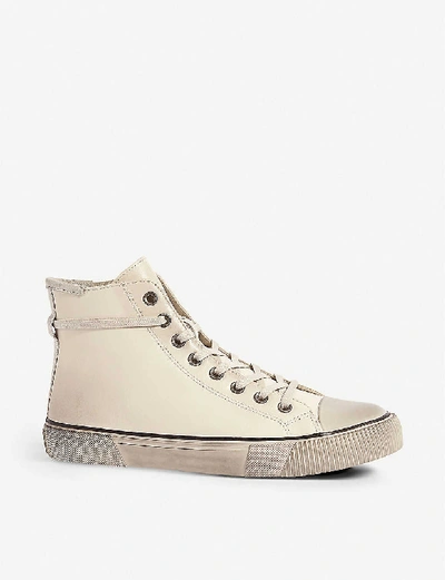Shop Allsaints Osun High-top Leather Trainers In Chalk