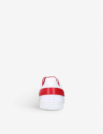 Shop Valentino Backnet Perforated Leather Trainers In White/red