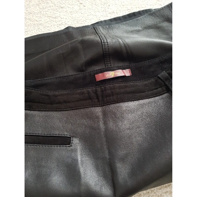 Pre-owned 7 For All Mankind Leather Mini Skirt In Black