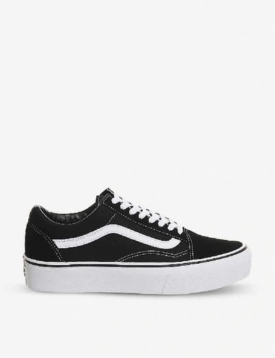 Shop Vans Old Skool Platform Canvas And Suede Platform Trainers In Black+white