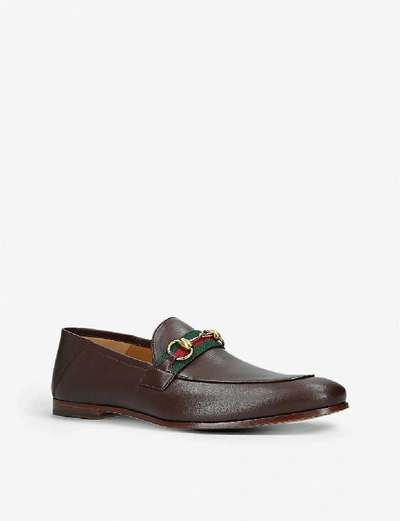 Shop Gucci Brixton Leather Loafers In Dark Brown