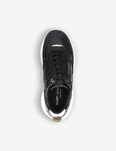 Shop Kurt Geiger Lunar Eagle Embellished Leather Trainers In Black