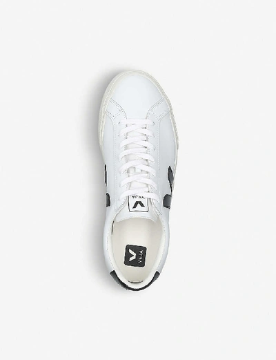 Shop Veja Men's Esplar Leather Trainers In White/blk