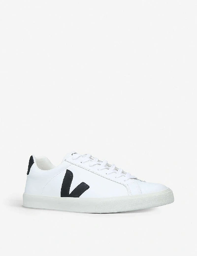 Shop Veja Men's White/blk Men's Esplar Leather Trainers