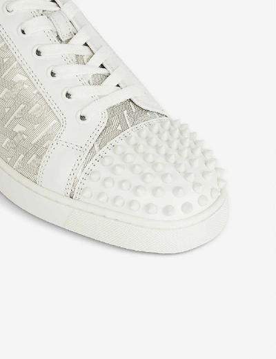 Shop Christian Louboutin Louis Junior Spikes Flat Calf/patent Cl In Version+white/silver