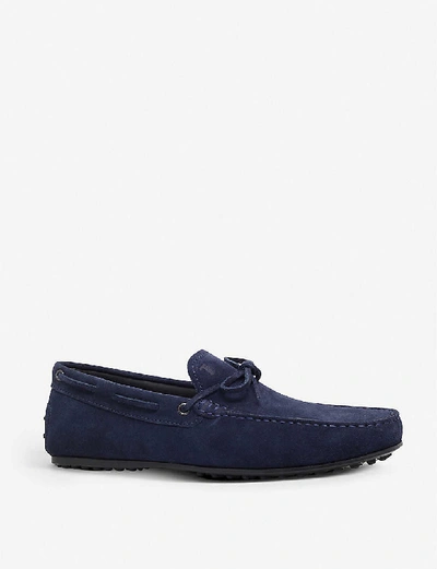 Shop Tod's Tods Mens Navy Gommino Heaven Suede Driving Shoes