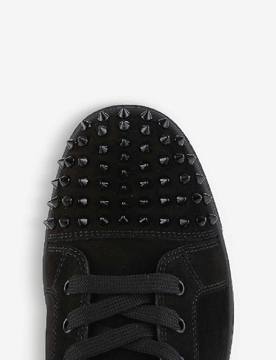 Shop Christian Louboutin Men's Black Lou Spikes Flat Suede