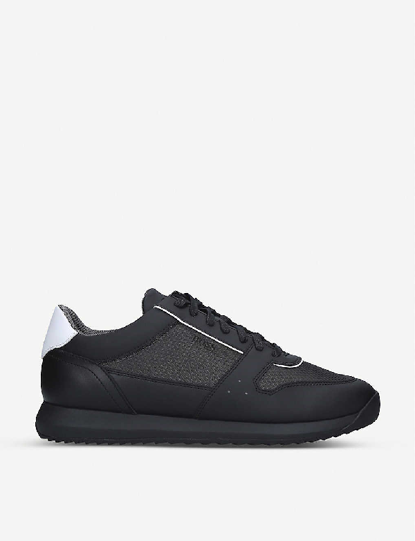 black leather hugo boss trainers