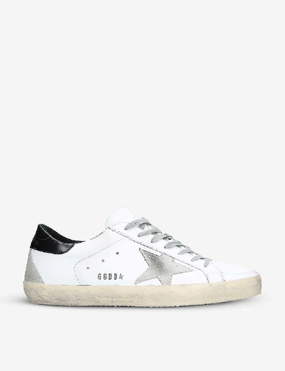 Shop Golden Goose Superstar Leather Trainers In White/blk