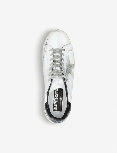 Shop Golden Goose Superstar Leather Trainers In White/blk