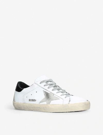 Shop Golden Goose Superstar Leather Trainers In White/blk