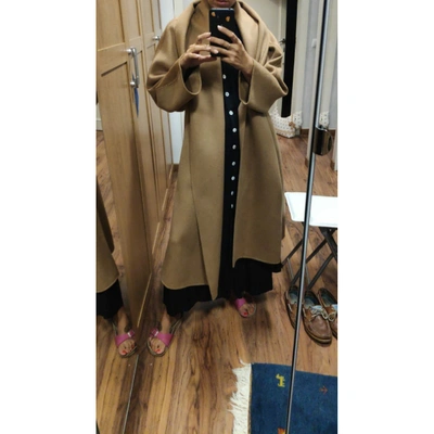 Pre-owned Carolina Herrera Camel Wool Coat