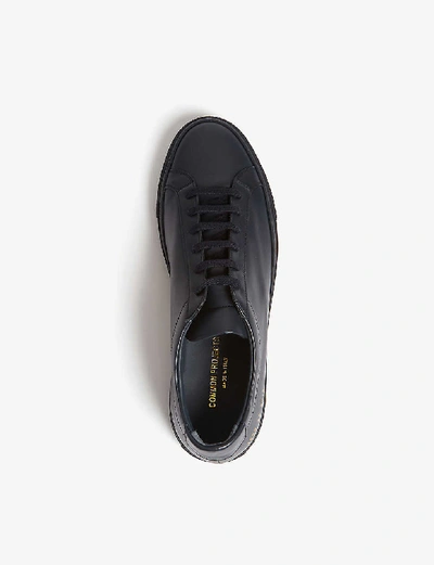 Shop Common Projects Achilles Low Leather Trainers In Navy Leather
