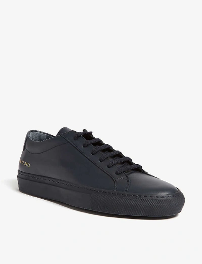 Shop Common Projects Achilles Low Leather Trainers In Navy Leather
