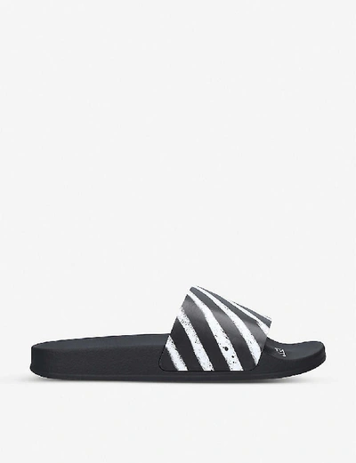 Shop Off-white Logo-print Rubber Sliders In Blk/white